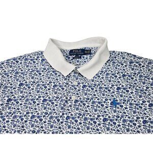 Polo Ralph Lauren Floral Polo Shirt Men's XXL Classic Fit Blue White Golf